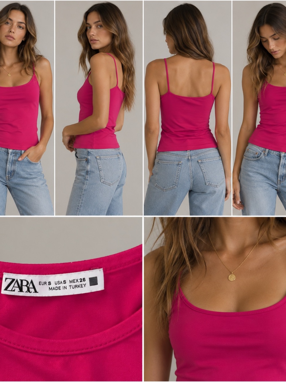 Zara Hot Pink Slim Camisole Tank Top